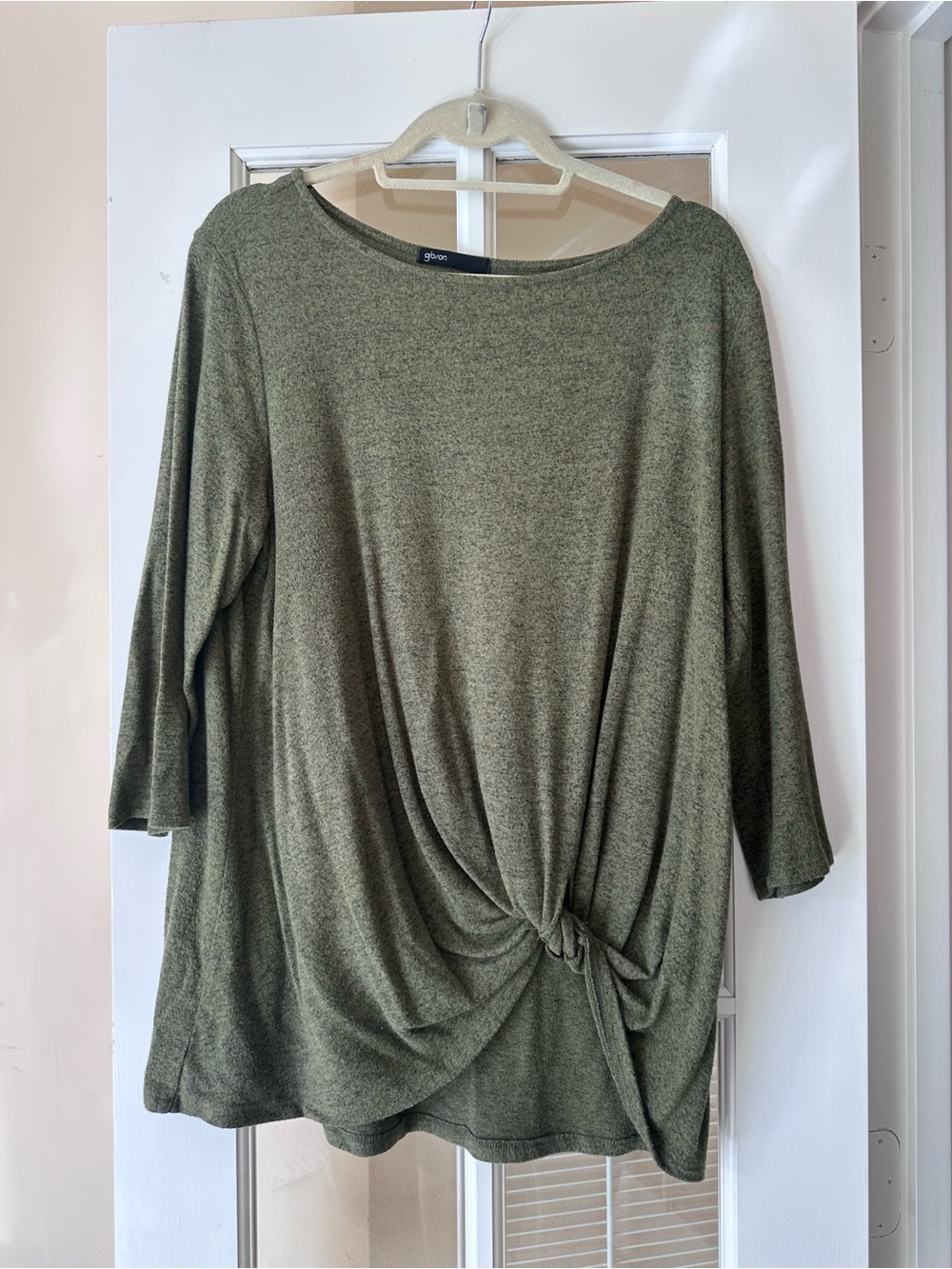 Gibson (Nordstrom) Knot-Front Women's Lightweight Sweater - Olive Green